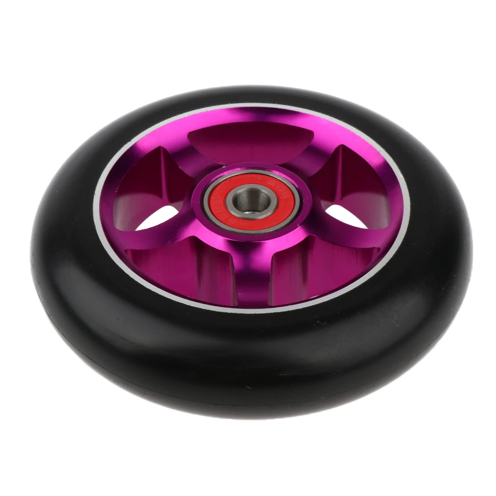 2pcs Replacement 100mm Push/Kick/Stunt Scooter Wheels with Bearings & Bushings