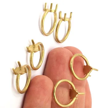 

5pc.. Raw Brass.- sz6.35mm Ring Settings - 3 Claws, Ring Blanks - yN104