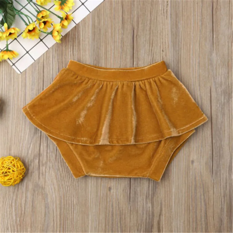 PUDCOCO Мода для новорожденных девочек бархатные трусики плавки Блумер летом чехол на детские памперсы трусы 0-24 M - Цвет: Цвет: желтый