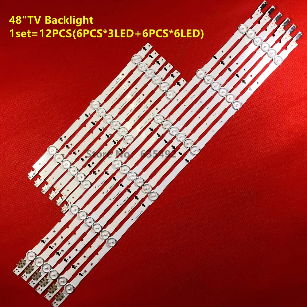 

12 PCS(6*3LED+6*6LED) LED backlight strip D4GE-480DCA-R2 D4GE-480DCB-R2 for SAMSUNG 48inch TV UE48H6470 2014SVS48F