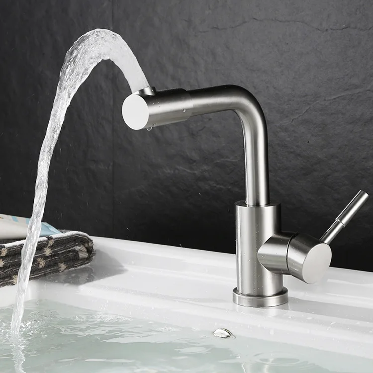 304 Stainless Steel Faucet Nikkel Badkamer Kraan Enkel Handvat Badkamer