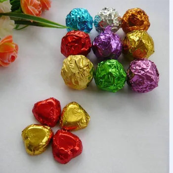 

Retail 1000Pcs/Lot 8*8cm 3.14"x3.14" Colorful Foil Wrapper For Chocolates Sweetmeats Sweet Package Paper Colorful Tin Foil