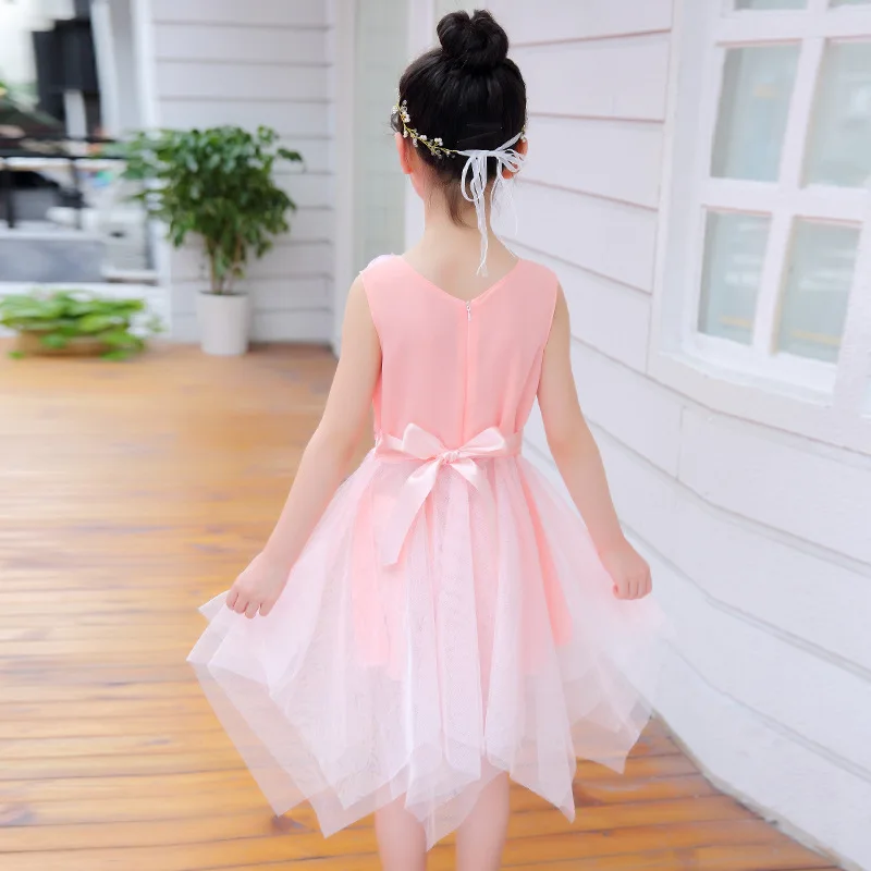 Girls 'Princess Skirt 2019 Summer New Girls' Three Flowers Irregular Dress Korean Fashion Princess Skirt