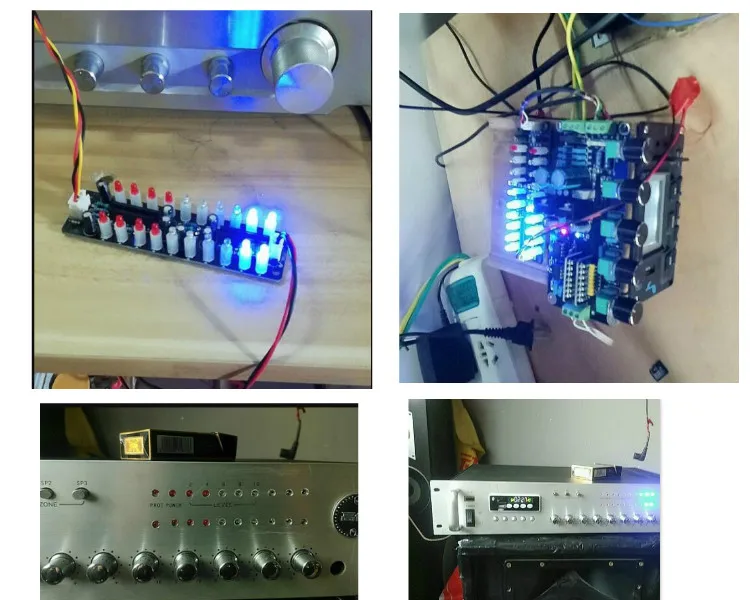 Двойной 10 Светодиодный индикатор музыкального аудио спектра синий+ красный цвет вспышка ритм дисплей светильник индикатор уровня DIY готовая доска