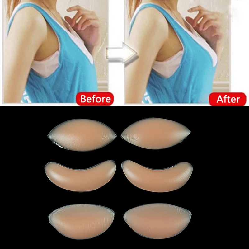 1pair 3 Types Women Silicone Bra Insert Pads Breast Up Lift Bra Enhancer Push Up Bra Padding Inserts Bikini Swimwear Invisible 4