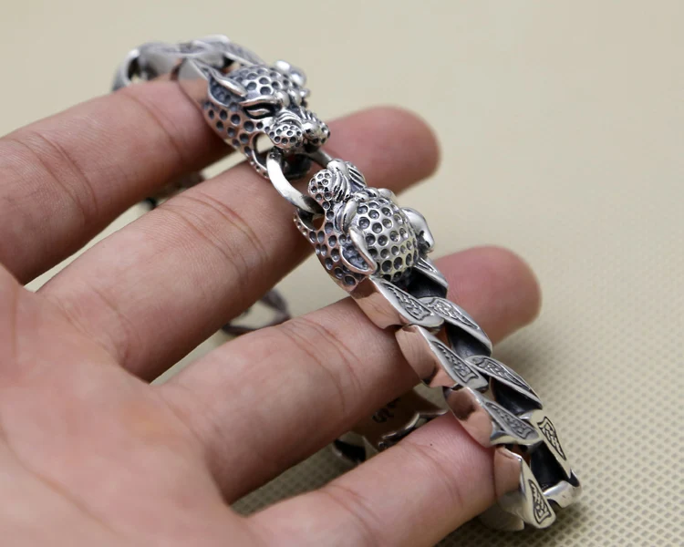 Double-Leopard-Head-Chunk-Bracelet-Men-64-1g-100-Pure-Solid-Sterling-Silver-925-Top-Fashion (1)