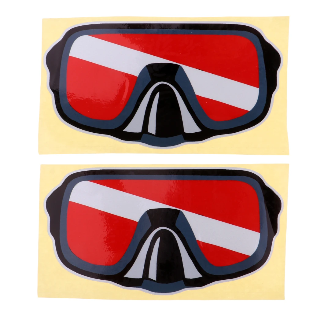 Perfeclan 2Pcs Reflective Scuba Diving Diver Down Flag Kayak Sticker Vinyl Decal Red Waterproof Skeleton Fish Kayak Accessories
