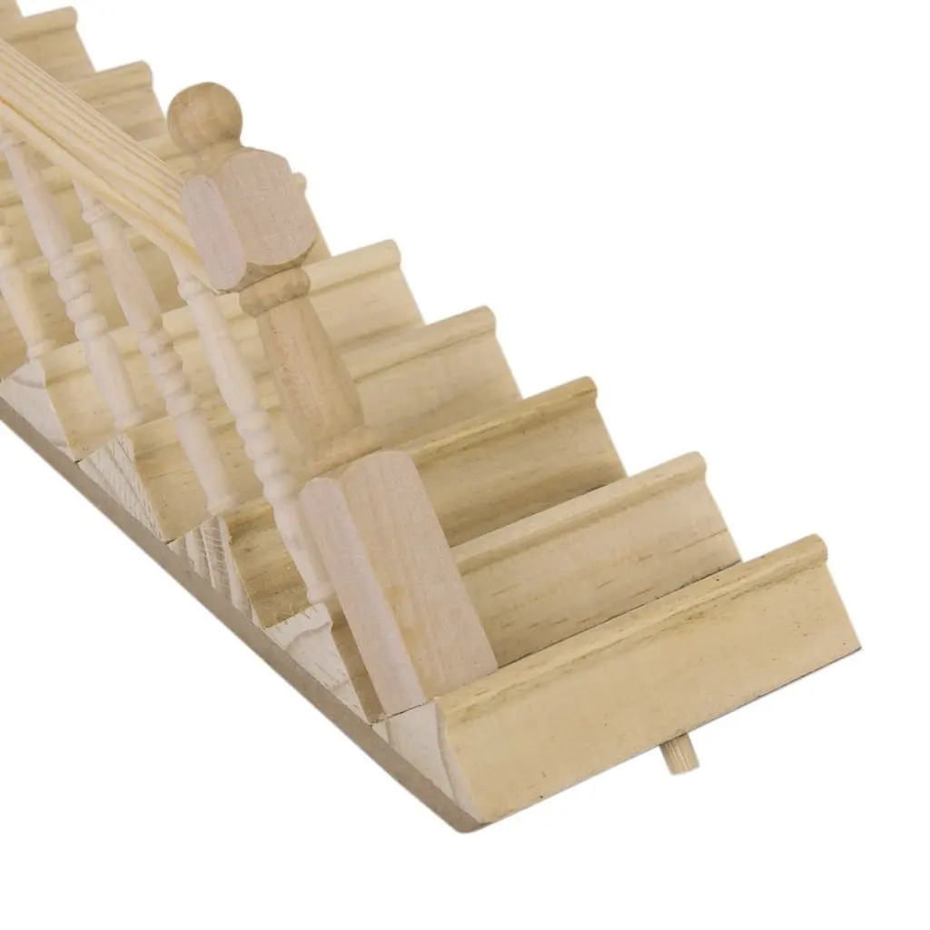 ABWE лучшие продажи 1:12 Кукольный дом деревянная лестница движение задним ходом, левый поручень предварительно собран 45 градусов угол наклона