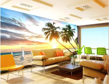 

Custom mural 3d wallpaper Sunshine beach sailing scenery home decor painting 3d wall murals wallpaper for living room walls 3 d