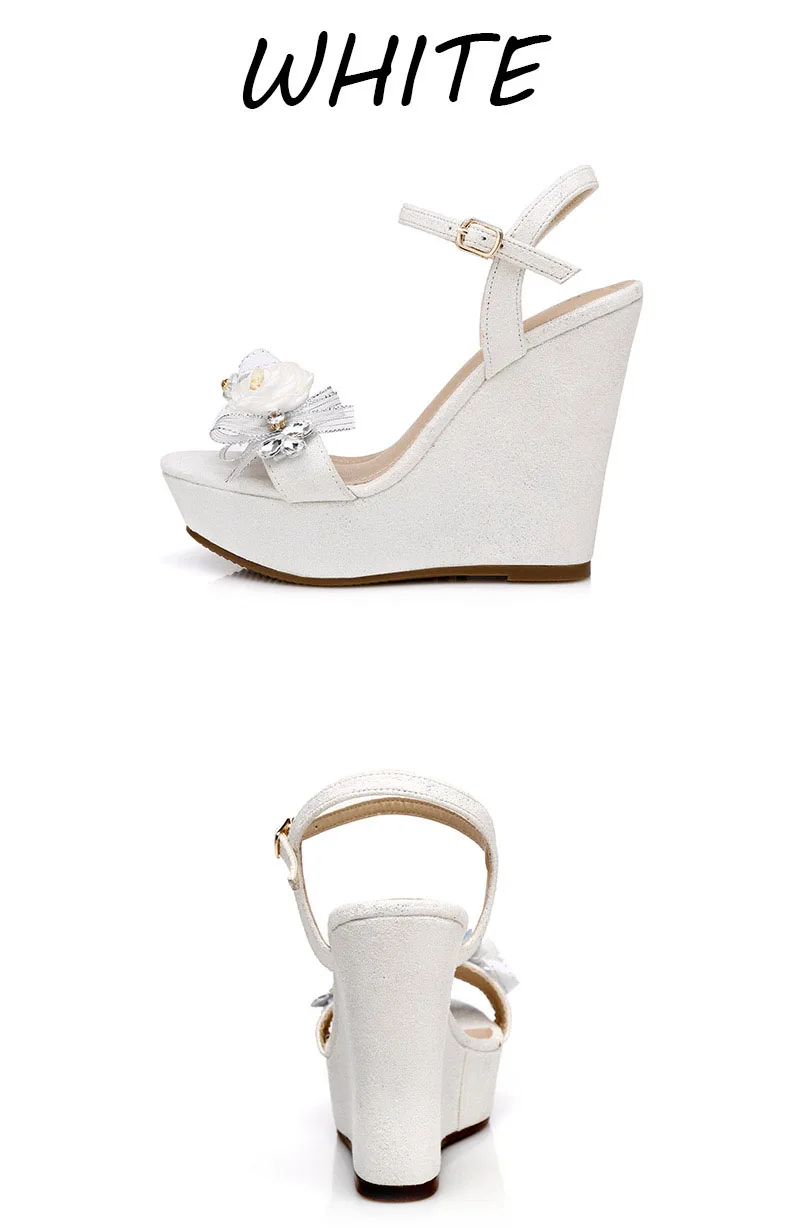 22_2019 Summer New Elegant Fashion High Heel Wedges Sandals Small Size Female Pink White Peep Toe Wedding Shoes