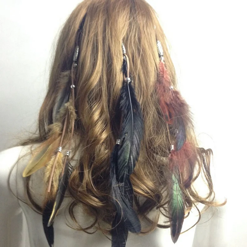 

Indian Festival Retro Feathers Clips Hair Headpiece Tassel Hair Comb Headdress DIY Pretty Decorative Accessories