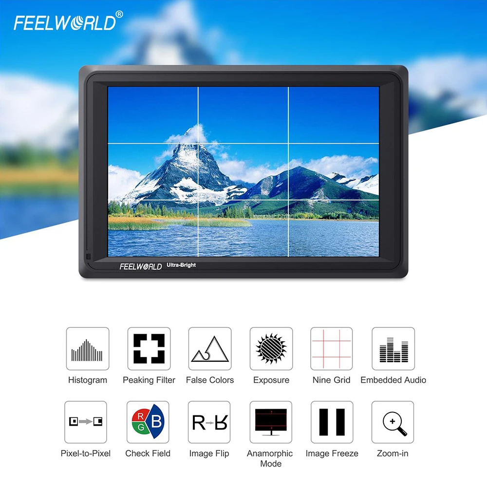 FEELWORLD FW279S 7 Inch IPS 2200nits 3G-SDI 4K HDMI Camera Field Monitor 1920X1200 DSLR Monitor for Shooting Video Filmmaking