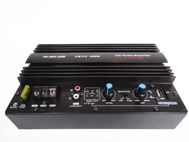 1000W car Subwoofer power amplifier with USB plug U disk card SD Play