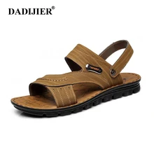 DADIJIER/Новинка года; мужские сандалии; вьетнамки из спилка; брендовые модные повседневные мужские летние пляжные кожаные туфли для мужчин; ST148