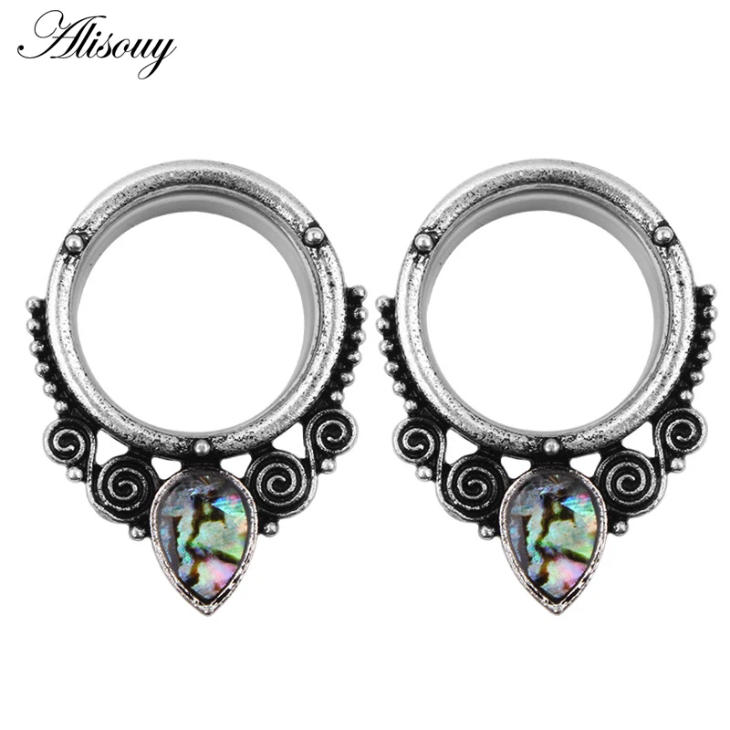

Alisouy 2pcs rock ear expandar earrings ear expansion body jewelry piercing Stainless Steel ear gauges plugs and tunnels