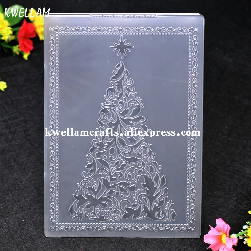 

Christmas Tree With Star Frame Plastic Embossing Folder For Scrapbook DIY Album Card Tool Plastic Template 12.5x17.8cm KW7062317