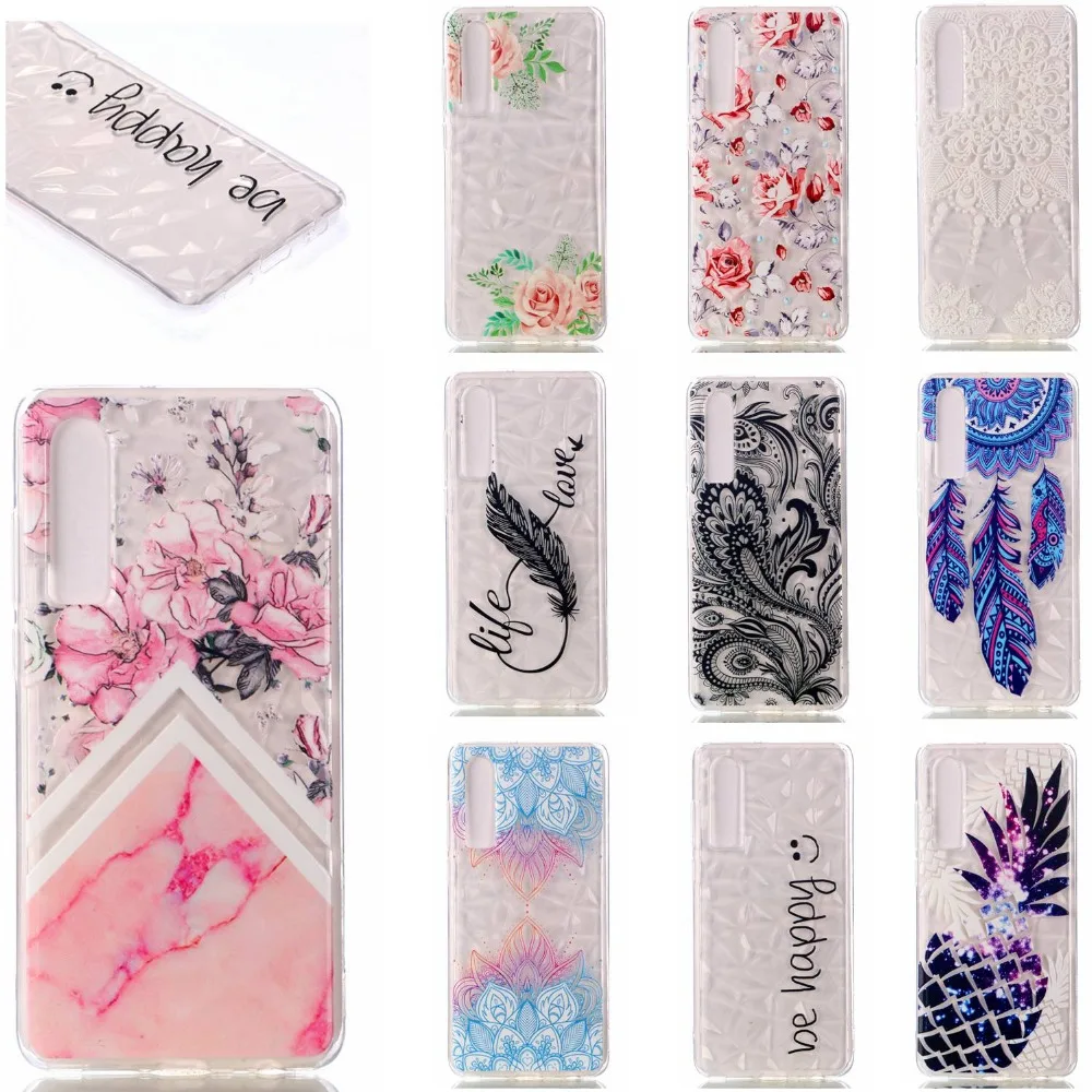 Luxury Diamond PatternTransparent Soft Printed TPU Case For Huawei p30 Silicon Mobile Phone Bag P30 P30LITE P30PRO | Мобильные
