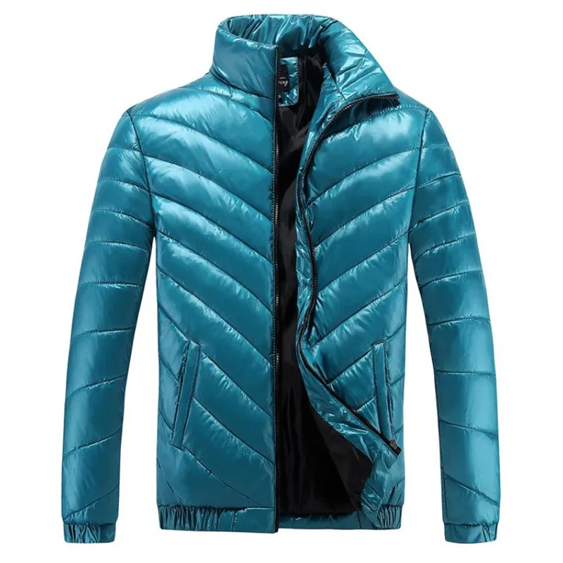 Зимняя новая мужская Толстая однотонная куртка с воротником-стойкой из хлопка большого размера, повседневная куртка из дикого хлопка - Цвет: Зеленый