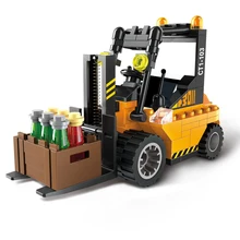 City Block Forklift Sweeper Car Tractor Road Roller Mini Building Educational Blocks Kids font b Toys