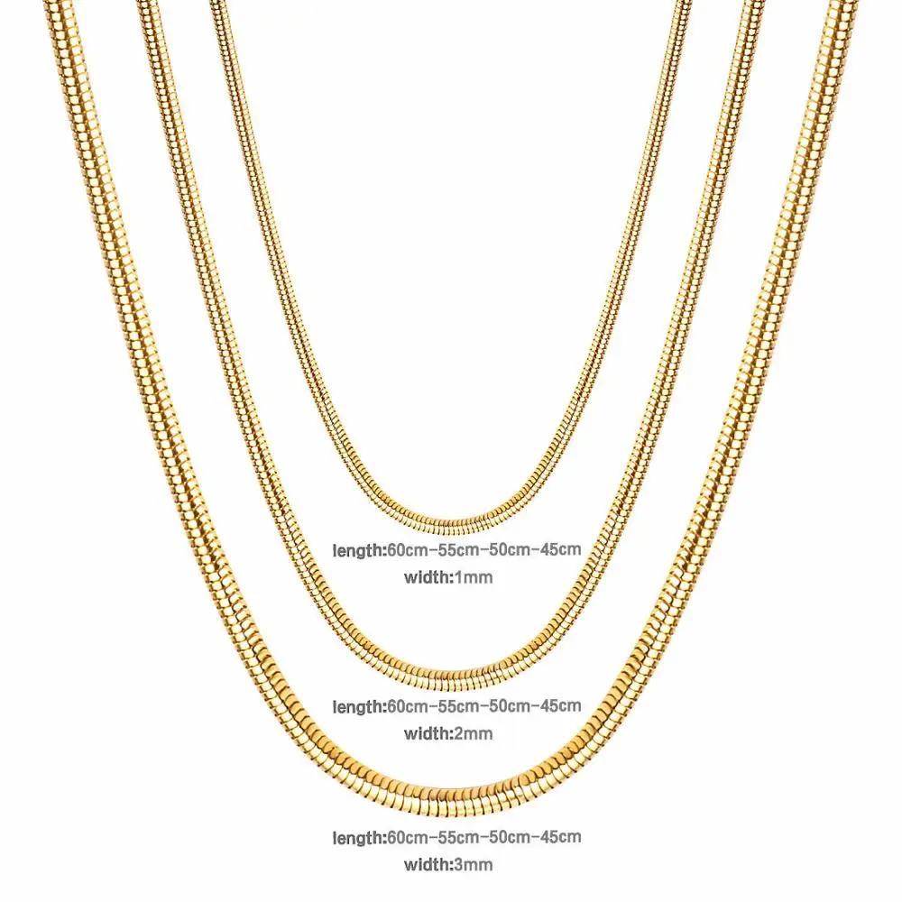 Роскошные стальные стандартные ожерелья-цепочки в виде змеи из нержавеющей стали с золотым/серебряным покрытием ожерелья с застежкой-лобстером для подвесок