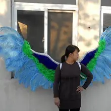 Пользовательские Высокое Качество Крылья Ангела из перьев Свадебные модели шоу/сцены реквизит страусиное перо Скай Синий EMS