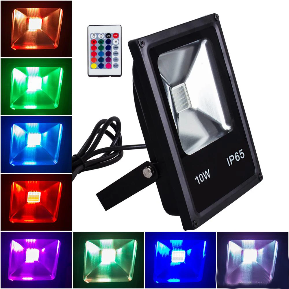 (10 шт./лот) 10 Вт 20 30 50 RGB Светодиодный прожектор Светильник проектор наружная лампа
