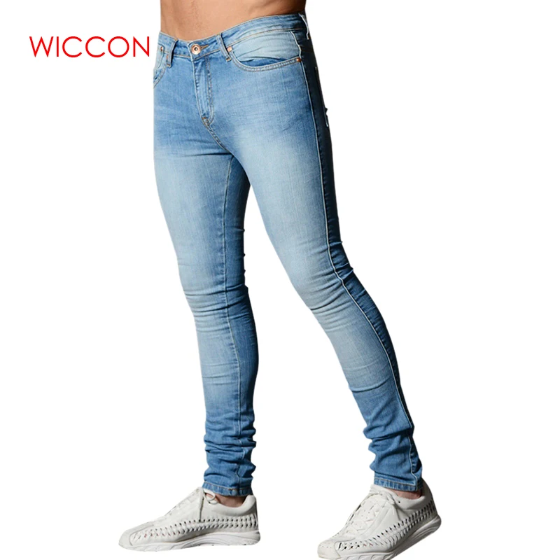 2019 Spring Skinny Jeans For Men Blue Hip Hop Long Stretch Jeans