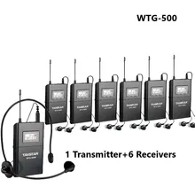 Takstar WTG500/WTG 500 UHF Беспроводная аудиосистема для туристического гида/синхронного перевода 1 передатчик+ 6 приемников