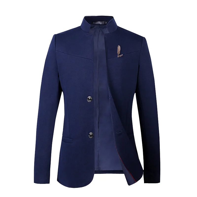 Однотонный МОЛОДЕЖНЫЙ мужской пиджак, черный, серый, темно-синий, приталенный Блейзер, мужской размер 5XL, деловой повседневный мужской пиджак