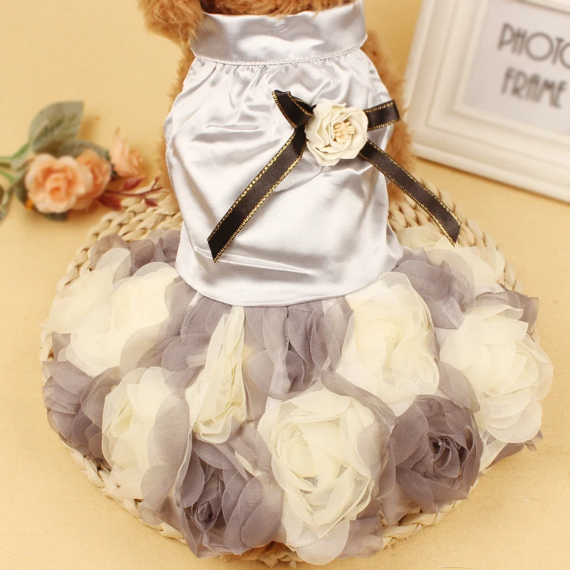 puppy outfit pet dress for dog chihli summer dresses skirt denim cheap dogs clothes lace haberdashery wedding  (2)