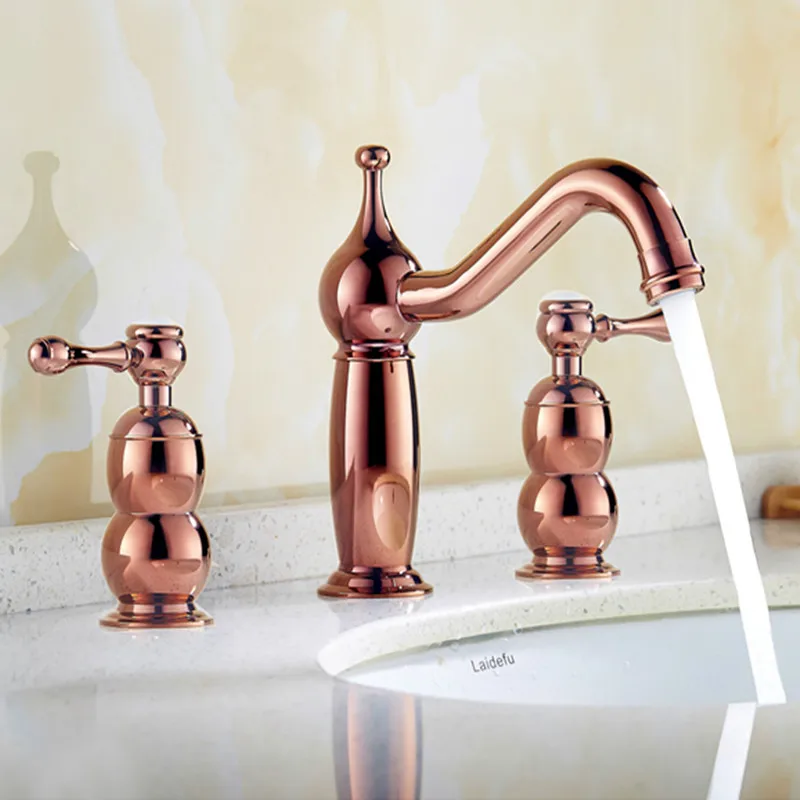 Prix Rose Or clour 8 pouce 3 trous généralisée salle de bains Lavabo Évier robinet mitigeur Pont monté bateau Libre