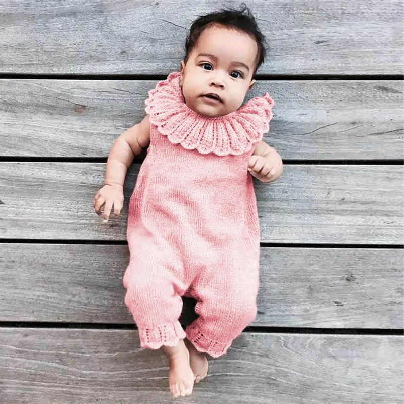 Newborn Baby Girl Clothes Infant Soft Cotton Crochet Ruffle Romper