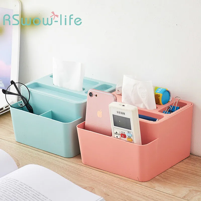 

Desktop Small Object Remote Control Tissue Box Creative PP Plastic Multi-function Office Living Room Tissue Storage Box