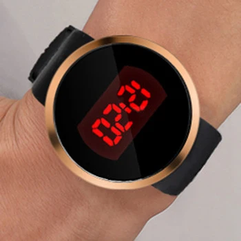 

Fashion Men Touch Screen LED Digital Watches Gold Case Men Sports Watches Silicone Day Date Electronic Watch Relogio Masculino