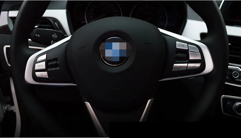 Chrome Car Steering Wheel Button Cover Trim Decal ABS Interior Accessories Sticker For BMW X1 2016 (4)_