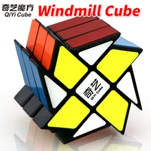 Qiyi куб-мельница головоломки 3x3 странно-shape форме, благодаря чему создается ощущение невесомости с магическим кубом, Cubo Magico, Обучающие Развивающие игрушки Stickerless/черного цвета на плоской подошве; прозрачная