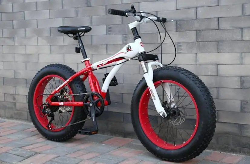 

Snow Bike MTB 20" 7 21 24 27 speed double disc mountain Fat Bicycle Suspension Steel Frame 4" Tire aluminum wheel 20kgs Pupils'
