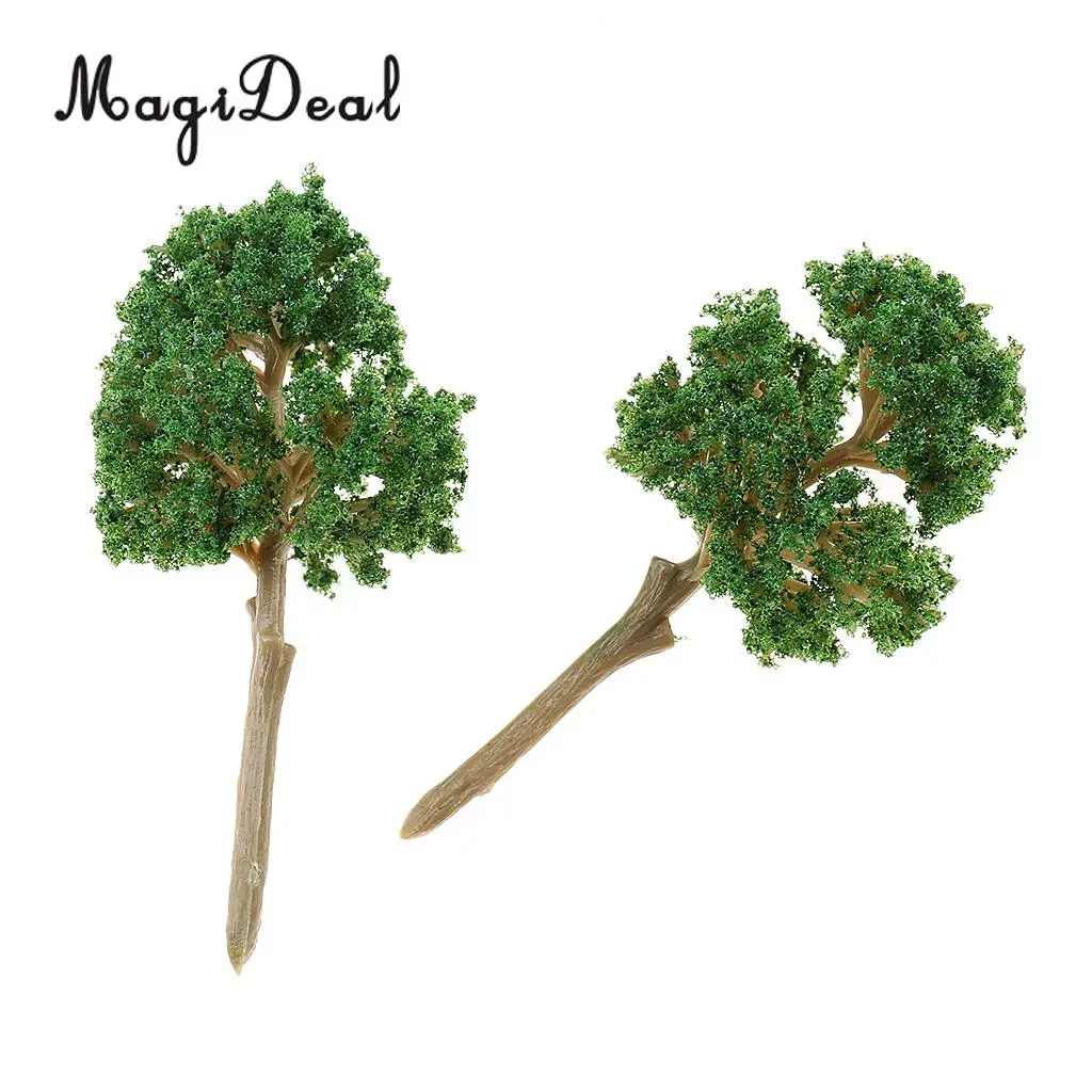 MagiDeal 10Pcs Sand Table Model Building Scale Tree Plant Miniature for Tailway Tailroad Train Track Park Garden Scenery Toys