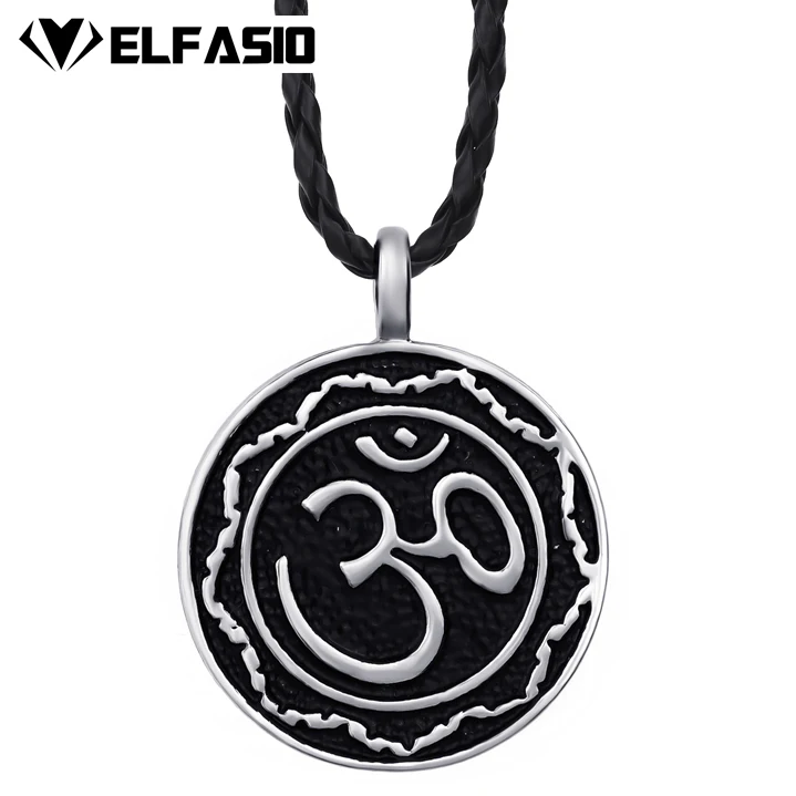 Men's Boy's Aum Om Hindu Symbol Religious Pendant With 24" Black