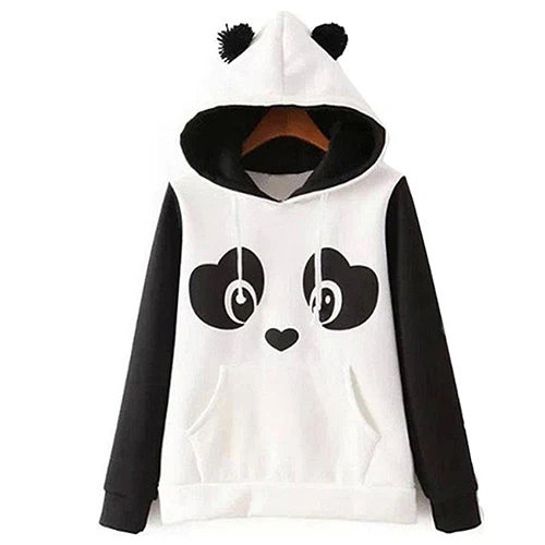 

Women's Fashion Winter Cute Cartoon Panda Print Hooded Pullover Hoodie Sweatshirt