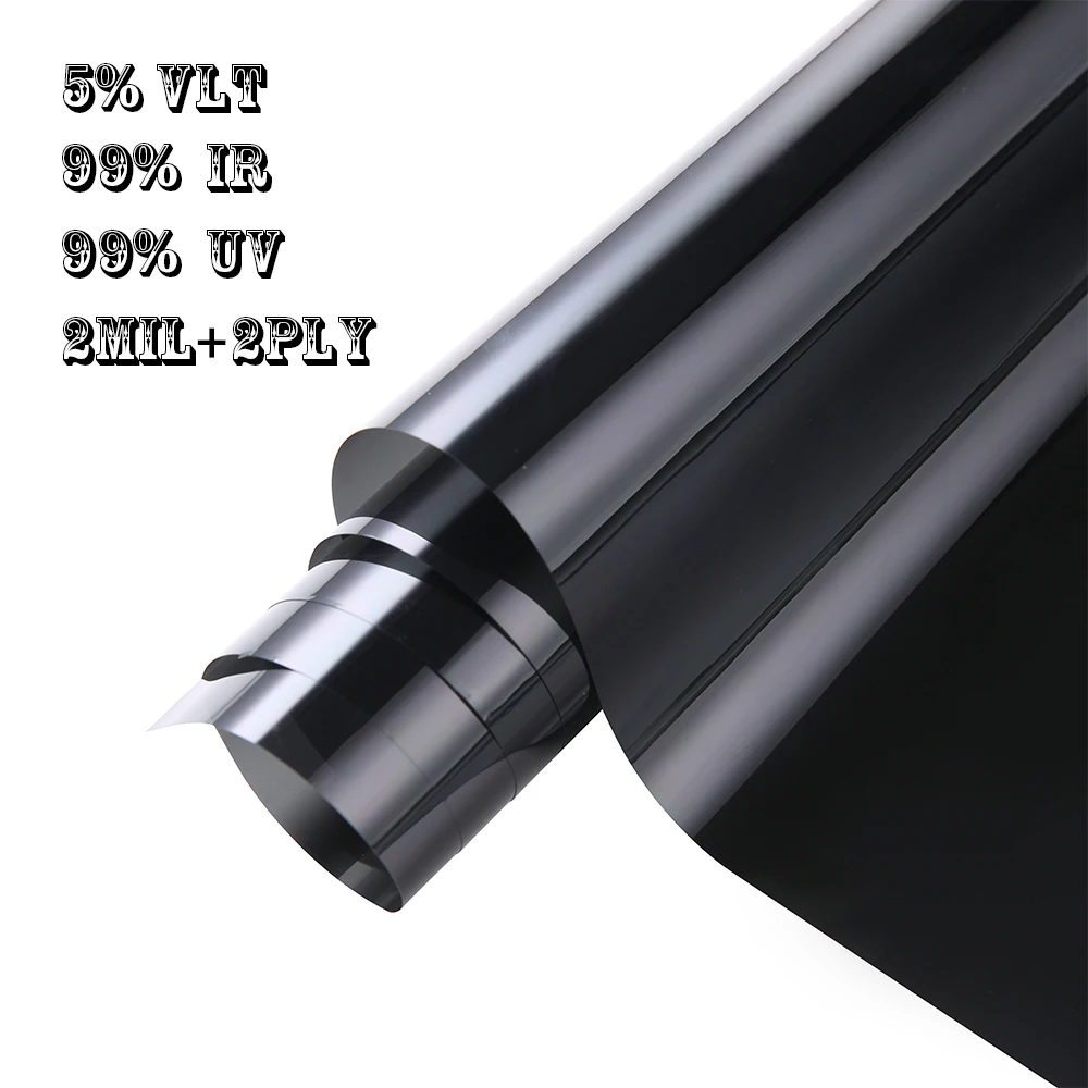 

5%VLT 100%UV Black Car Nano Ceramic Sun Shade Window Tint Film Glass Car Window Sunshade Auto Tint House Commercial Solar Vinyl