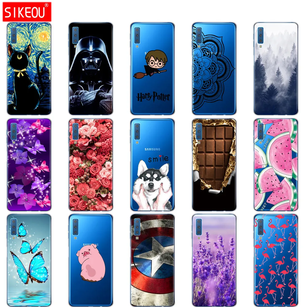 

silicone Case For Samsung Galaxy A7 2018 Phone case soft tpu Colorful Print Back Cover For Samsung A7 2018 A750 A750F 6.0 Inch