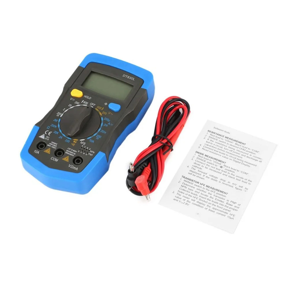 

DT830L Digital Mini Multimeter DC/AC Voltage Current Meter Handheld Pocket Voltmeter Ammeter Diode Triode Tester Multitester