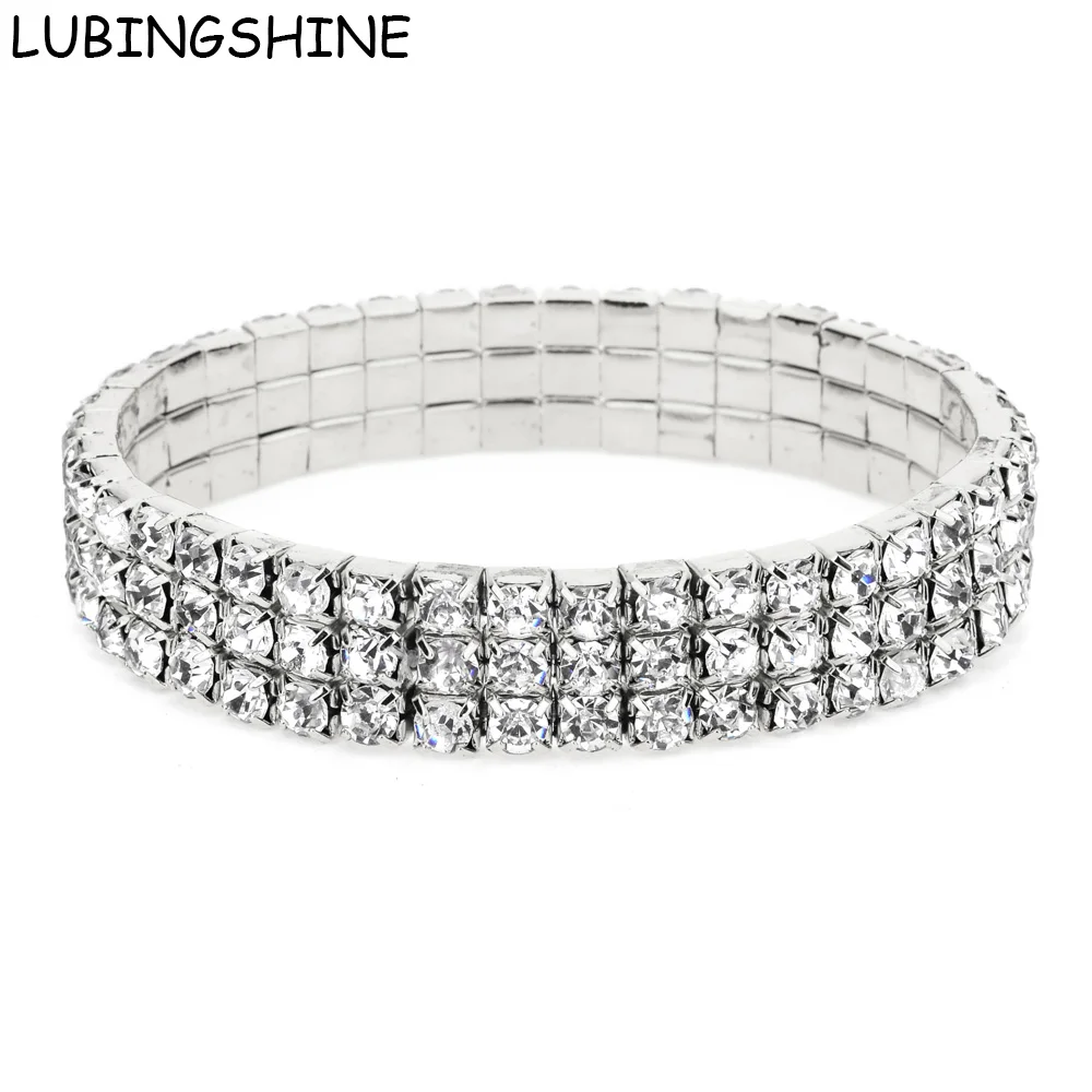 LUBINGSHINE Chic Rhinestone Stretch Bracelets Bridal Jewelry Sparkling