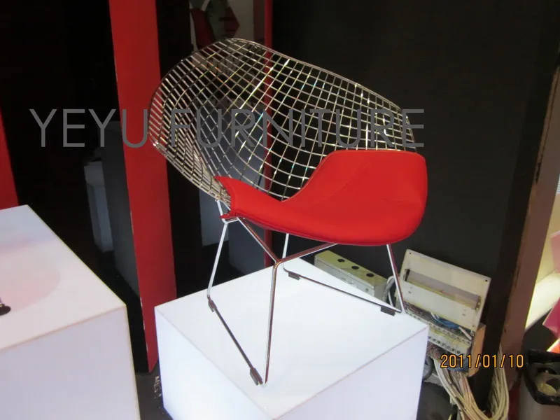 Современный классический дизайн, стул для отдыха из стального проволочного стального дерева с металлическим ковриком чердак, черный, белый, красный цвета