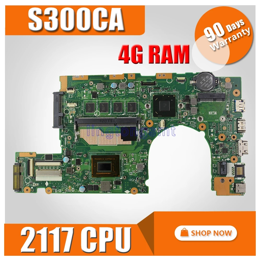 with 4G RAM 2117 CPU S300CA Laptop motherboard for ASUS VivoBook S300CA S300C S300 Test original mainboard