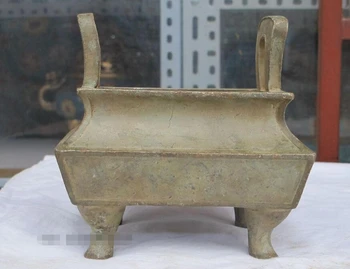 

Collectible bronze S2257 China bronze hand-carved armrest Rectangle incense burner censer thurible
