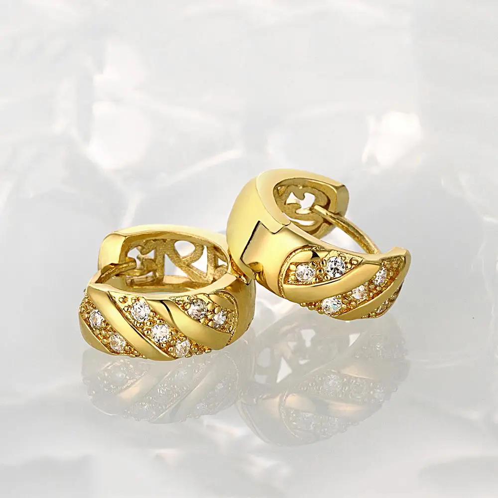 Модные женские ювелирные изделия золото/розовое золото ажурные круглые серьги-гвоздики серьги из циркона сережки 88@ M23
