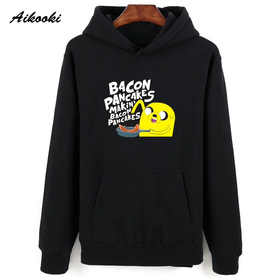 Aikooki Adventure Time/толстовки с капюшоном для мальчиков и девочек; черный свитер; сезон осень-зима; одежда в стиле «хип-хоп», «Harajuku Polluvers»
