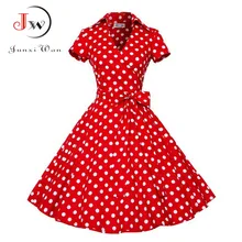 Audrey Hepburn vestido de verano de las mujeres de punto Vintage Swing vestido Rockabilly ama de casa Retro 50s vestido Pinup Vestidos